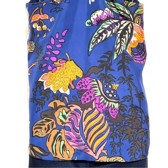 J. Crew Woman 100% SILK Classic Floral Sleeveless Holter Top Size 4 - Picture 6 of 11